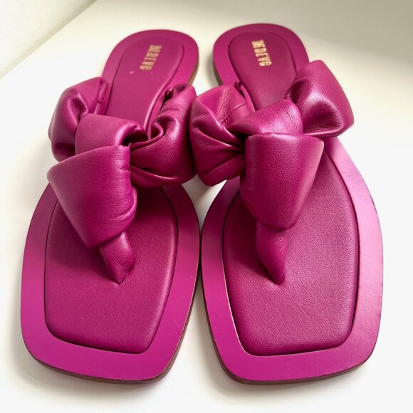 NWOT Anthropologie Maeve Puffy Knotted Sandals in Fuchsia | Size 8 - Picture 3 of 6